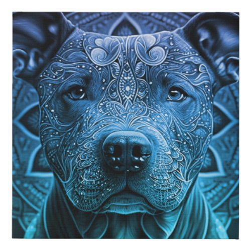 Pittbull Dog Breed Faux Canvas Print