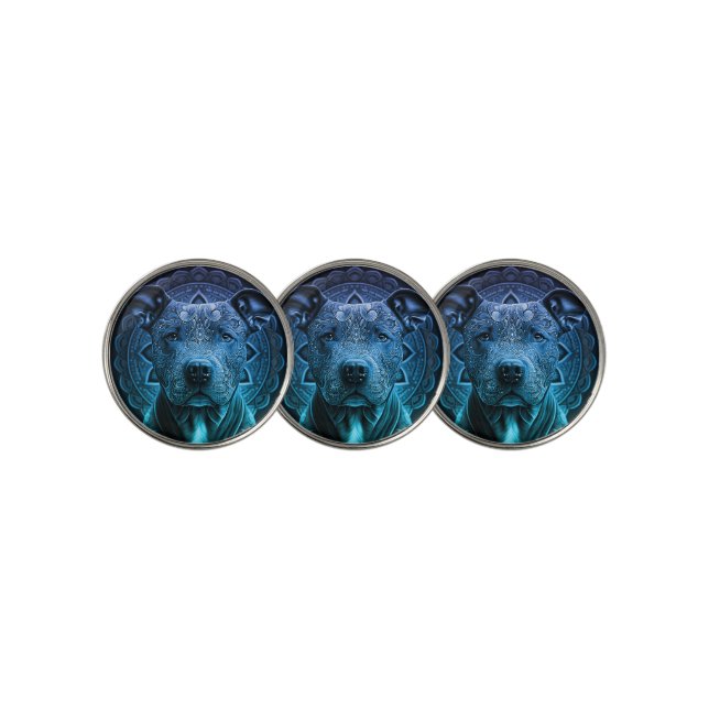 Pittbull Dog Breed Golf Ball Marker (3 Up)