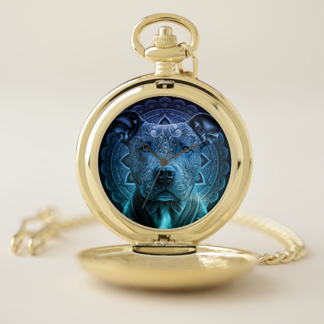 Pittbull Dog Breed Pocket Watch (Inside)
