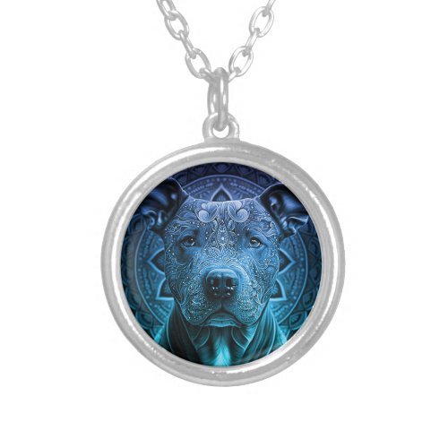 Pittbull Dog Breed Silver Plated Necklace
