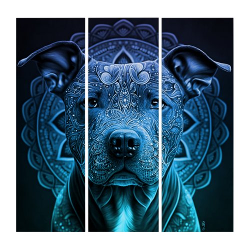 Pittbull Dog Breed Triptych