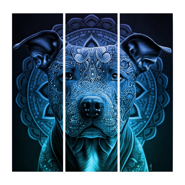 Pittbull Dog Breed Triptych (Front)