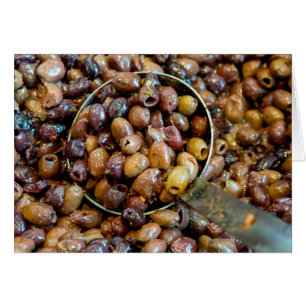 Pitted and Seasoned Black Leccino Olives Cards