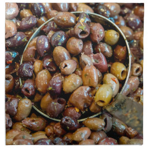 Pitted and Seasoned Black Leccino Olives Cloth Napkin