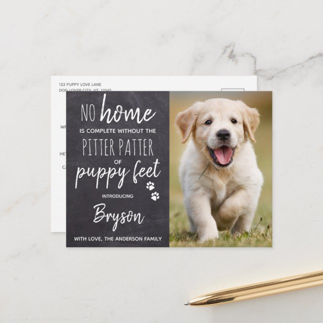 Pitter Patter of Puppy Feet New Pet Dog Puppy Announcement