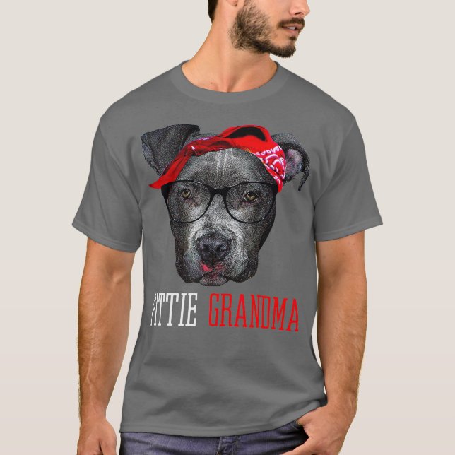 Pittie Grandma Granny Pitbull Dog Lovers Gift T-Shirt (Front)