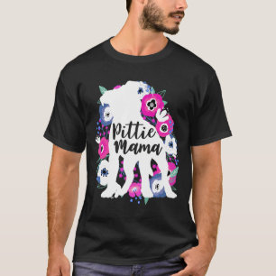 Pittie Mama Floral Flowers Pitbull Cute Pit Bull M T-Shirt