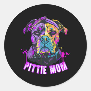 Pittie Mom Pitbull Dog Lovers Mothers Day Classic Round Sticker