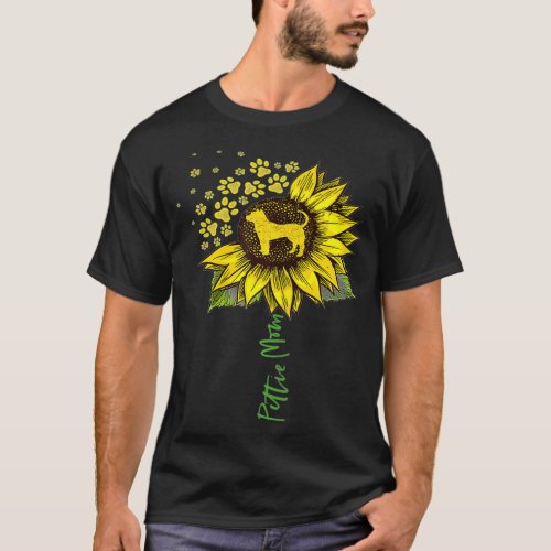Pittie Mom Sunflower Pitbull Lover For men women b T_Shirt