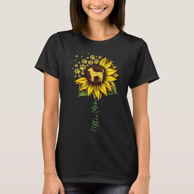 Pittie Mom Sunflower Pitbull Lover Gifts Dog Mom M T-Shirt (Front)