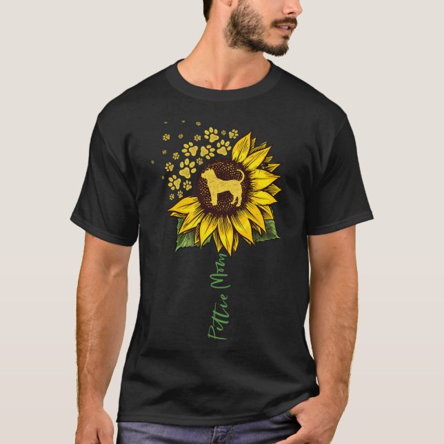 Pittie Mom Sunflower Pitbull Lover Gifts Dog Mom M T-Shirt (Front)