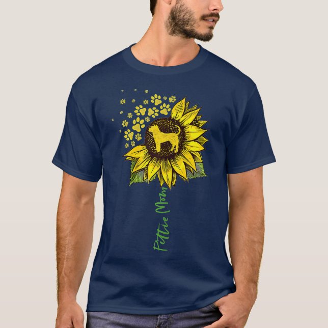 Pittie Mom Sunflower Pitbull Lover Gifts Dog Mom T-Shirt (Front)