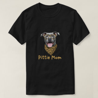 Pittie Mom With Bandana and Glasses T-Shirt