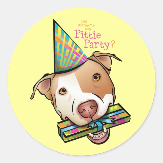 Pittie Party Classic Round Sticker (Front)