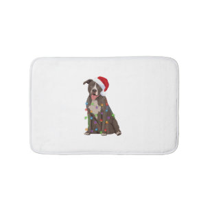Pittie Pitbull Christmas Lights Xmas Dog Lover Bath Mat