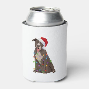 Pittie Pitbull Christmas Lights Xmas Dog Lover  Can Cooler