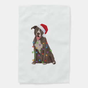 Pittie Pitbull Christmas Lights Xmas Dog Lover Garden Flag