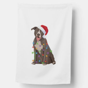 Pittie Pitbull Christmas Lights Xmas Dog Lover  House Flag