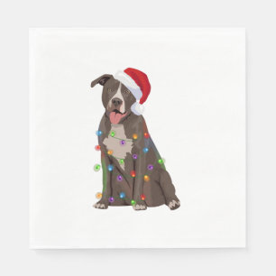 Pittie Pitbull Christmas Lights Xmas Dog Lover Napkins