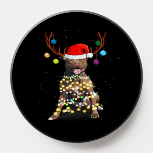 Pittie Pitbull Christmas Lights Xmas Dog Lover PopSocket