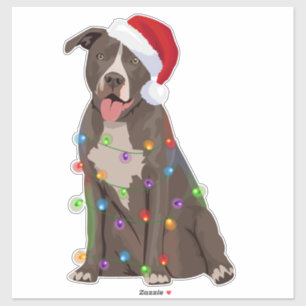 Pittie Pitbull Christmas Lights Xmas Dog Lover  Sticker