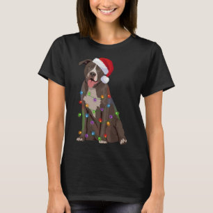 Pittie Pitbull Christmas Lights Xmas Dog Lover T-Shirt