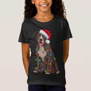Pittie Pitbull Christmas Lights Xmas Dog Lover T-Shirt
