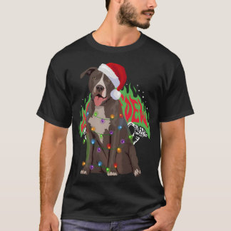 Pittie Pitbull Christmas Lights Xmas Dog Lover T-Shirt