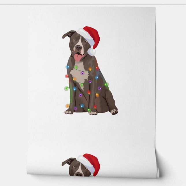 Pittie Pitbull Christmas Lights Xmas Dog Lover  Wallpaper (Unrolling)