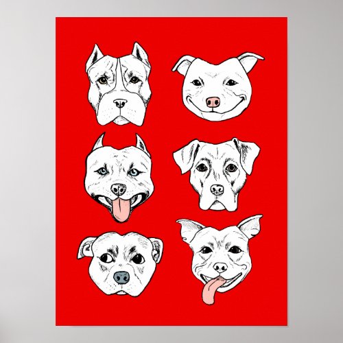 Pittie Pittie Please Dog Drawing Pattern Poster