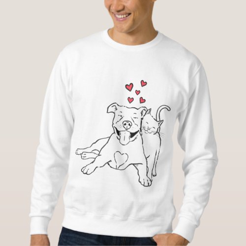 Pitties and Kitties Dog and Cat Lover Pitbull Mo Sweatshirt