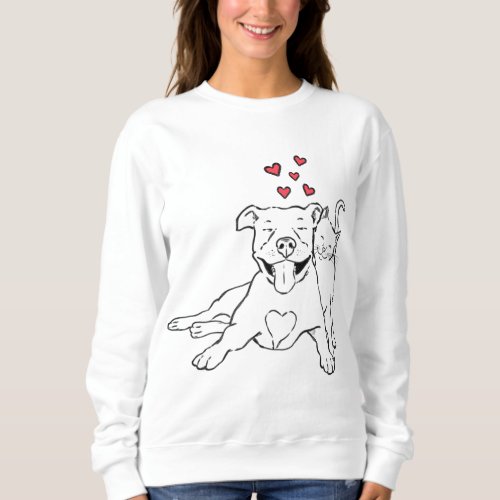 Pitties and Kitties Dog and Cat Lover Pitbull Mo Sweatshirt