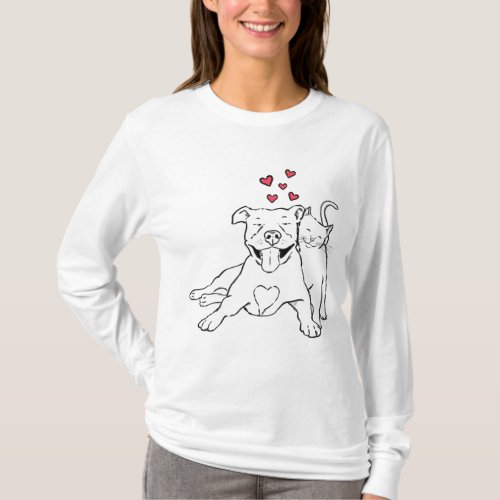 Pitties and Kitties Dog and Cat Lover Pitbull Mo T_Shirt