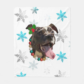 Pitties in the Snow Fleece Blanket