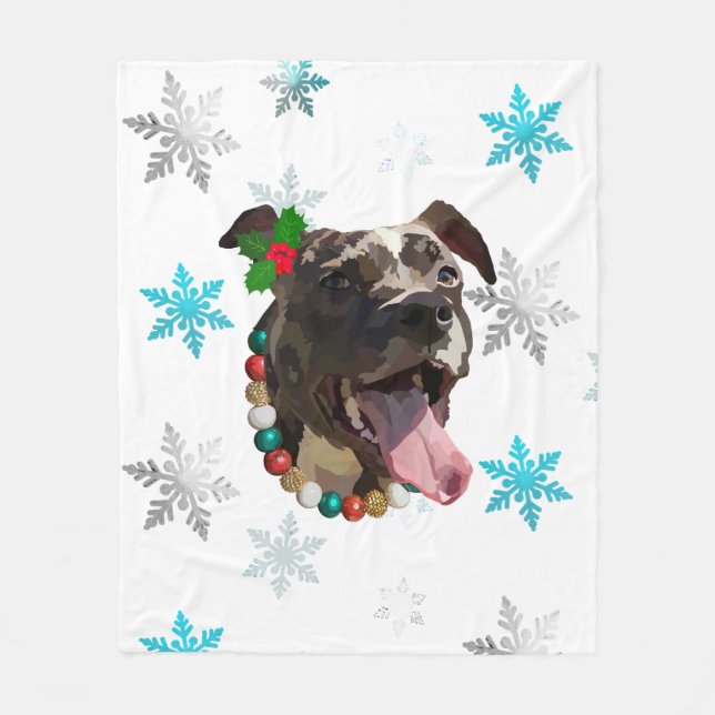 Pitties in the Snow Fleece Blanket (Front)