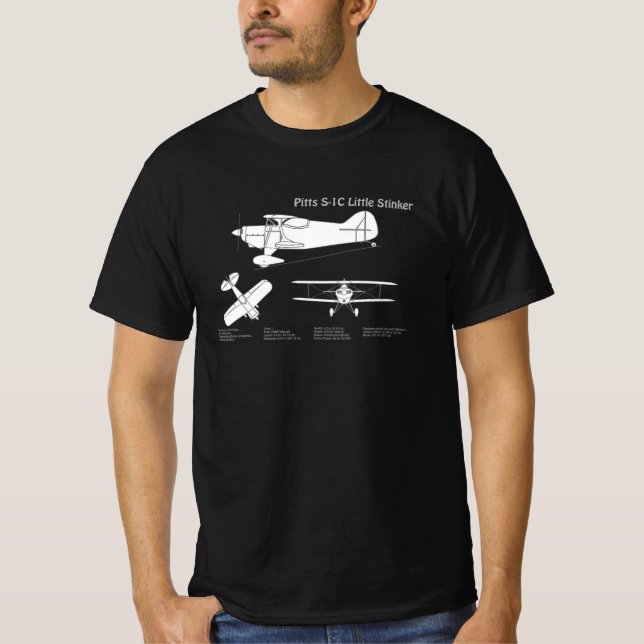 Pitts S-1C - Airplane Blueprint Plans ABD T-Shirt (Front)