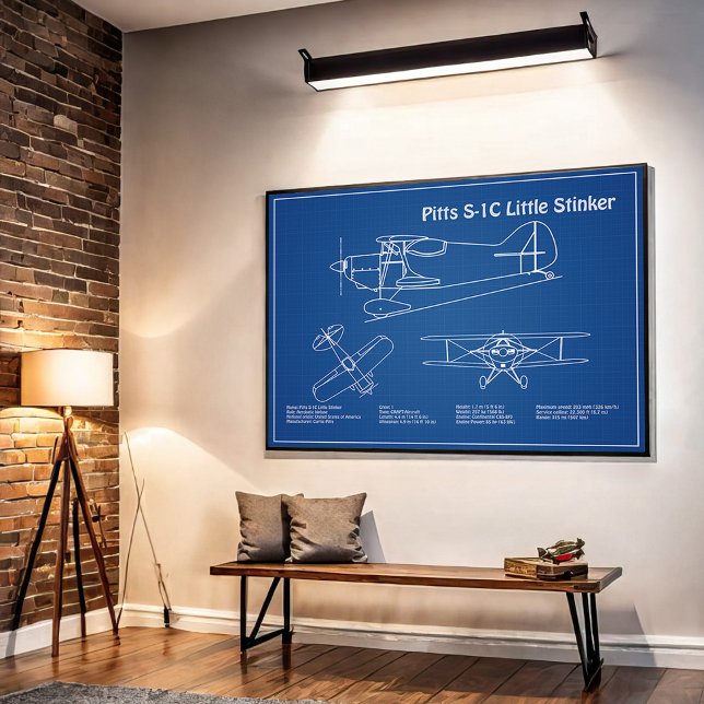 Pitts S-1C - Airplane Blueprint Plans AD Poster (Creator Uploaded)