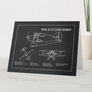 Pitts S-1C - Airplane Blueprint Plans PD Thank You Card
