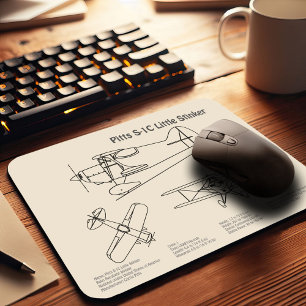 Pitts S-1C - Airplane Blueprint Plans SD Mouse Pad