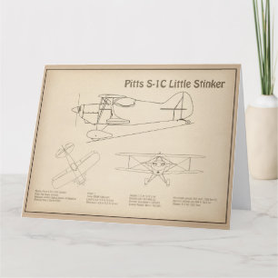 Pitts S-1C - Airplane Blueprint Plans SD Thank You Card