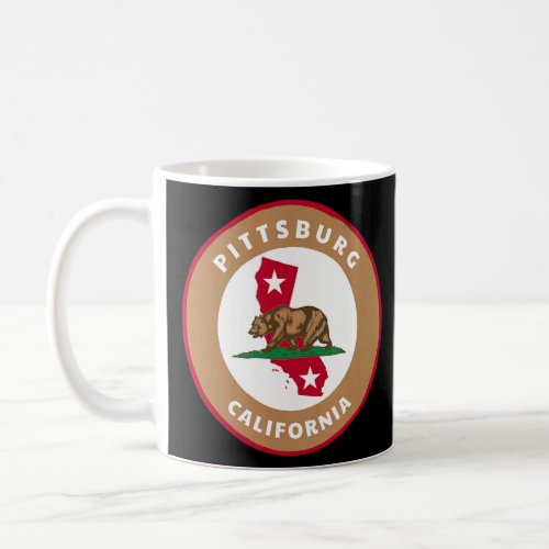 Pittsburg California CA Flag and Bear Badge Souven Coffee Mug