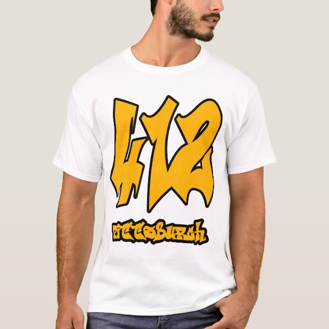 Pittsburgh 412 Area Code Shirt - Steelers Colors (Front)