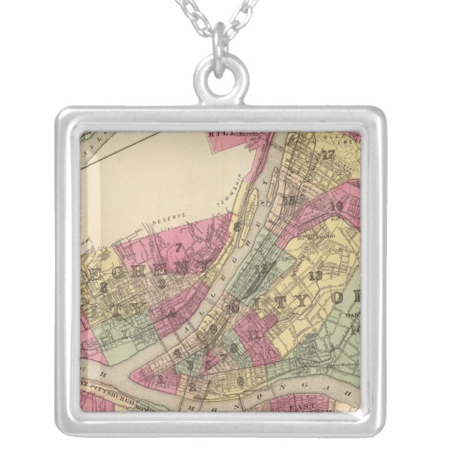 Pittsburgh, Allegheny Silver Plated Necklace (Front)