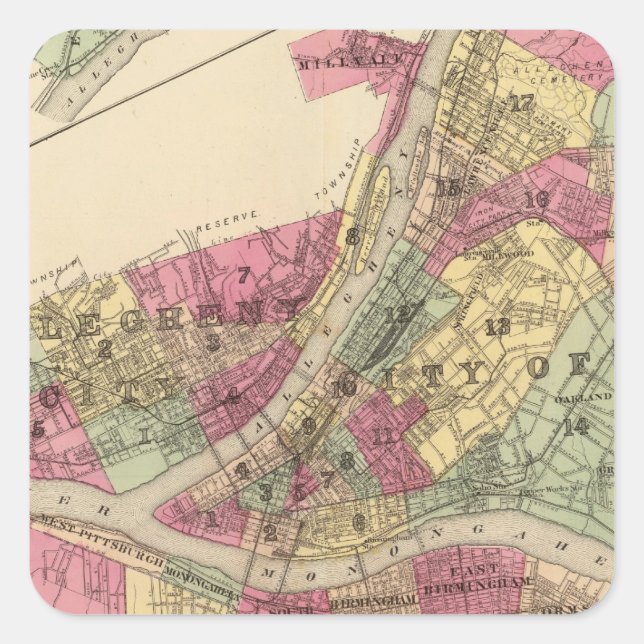 Pittsburgh, Allegheny Square Sticker (Front)