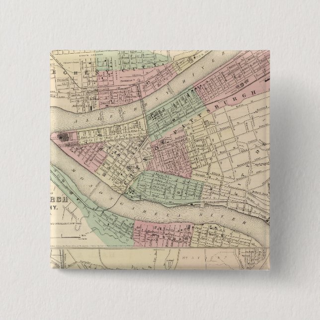Pittsburgh and Allegheny, Pennsylvania Pinback Button (Front)
