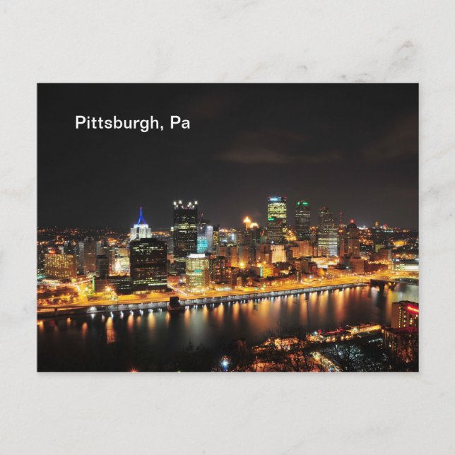 Pittsburgh at night postcard (Front)