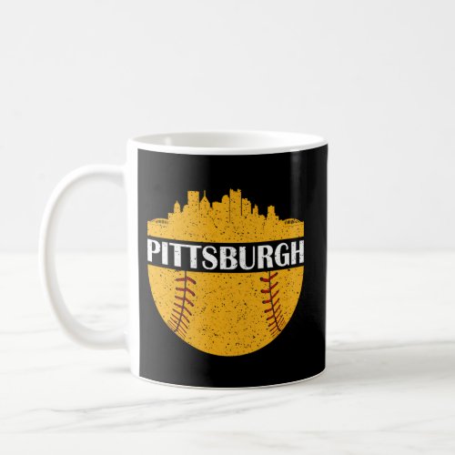 Pittsburgh Baseball Cityscape Distressed Novelty P Coffee Mug