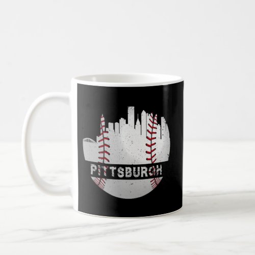 Pittsburgh Baseball Cityscape Distressed Novelty P Coffee Mug