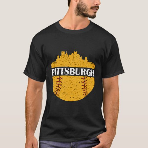 Pittsburgh Baseball Cityscape Distressed Novelty P T_Shirt