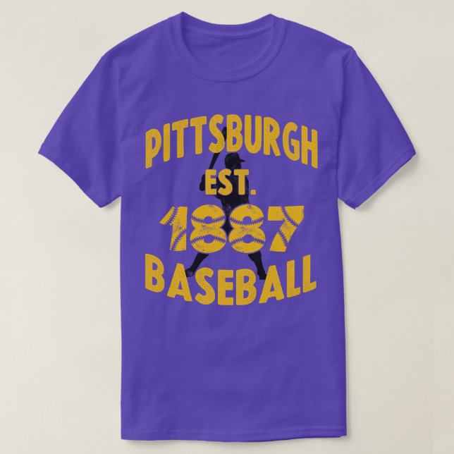 Pittsburgh Baseball Est 1887 Baseball Batter Vinta T-Shirt (Design Front)